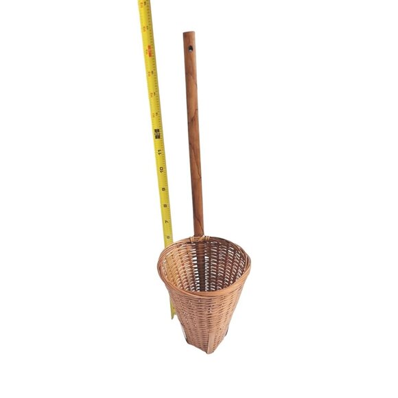 Vintage Cone Woven Wood Wicker Basket Lot Of 2 Baskets Wall Hanging Decor Boho - Picture 12 of 16